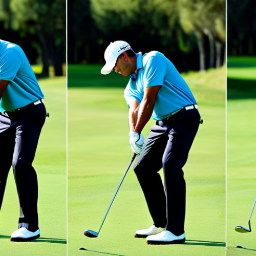 **

"A professional golfer, fully clothed in appropriate golf attire, demonstrating a golf swing. Focus on the kinetic chain, showing the sequence of movement from legs to core to arms. Background: A lush green golf course with a clear blue sky. Safe for work, appropriate content, perfect anatomy, natural proportions, professional golf photography, high quality, modest clothing, family-friendly."

**
