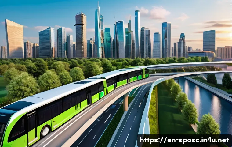 상해 복구 운동 - A futuristic urban scene showcasing a revitalized transportation network with modern bridges constru...