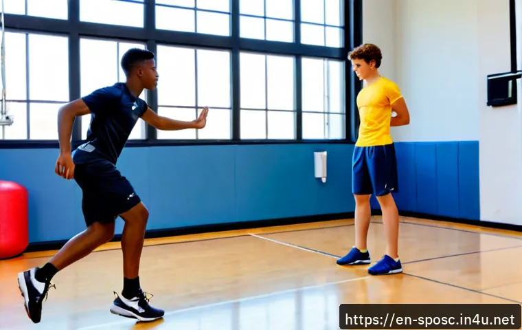 청소년 스포츠 과학 - Photorealistic youth sports science training session in a modern American high school athletic lab, ...